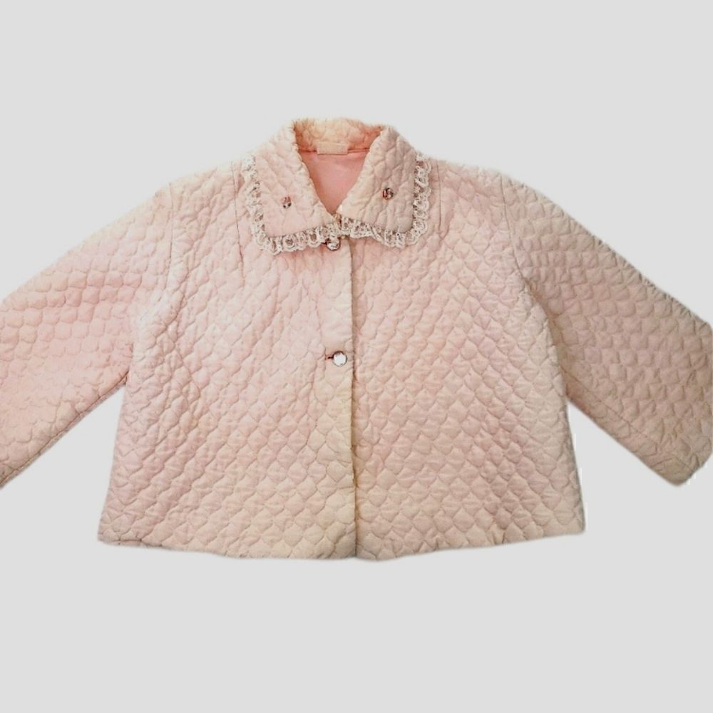 Nanette Undies Co. Vintage Children Quilted Bed Dressing Jacket Sz Girls Medium
